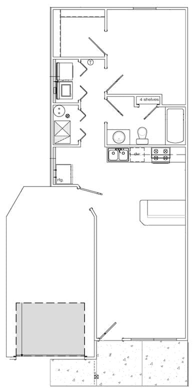 Architectural floor plan of a resident unit