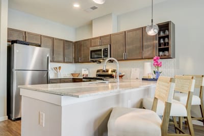 Modern kitchen with appliances and decor