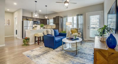 Modern interior living space in a senior facility