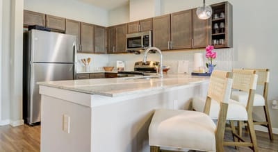 Bright and modern kitchen in a senior living facility