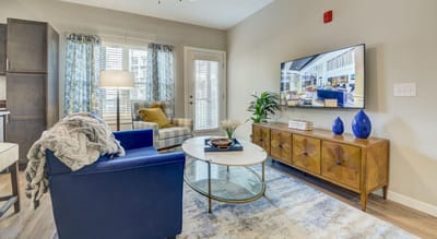 Bright and cozy lounge area with modern decor