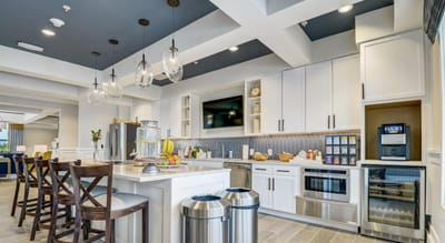 Bright kitchen area in a senior living facility