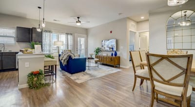 Interior view of a cozy living area in a senior facility