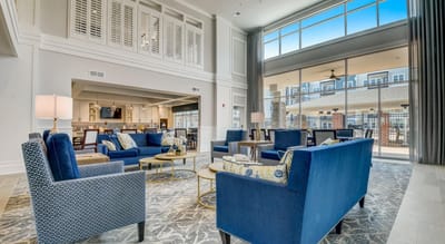 Bright common area with comfortable seating