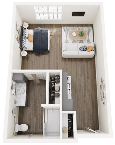 Floor plan of a small resident room