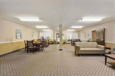Common area with seating and dining tables