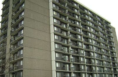 Exterior view of Gary Manor Apartments building