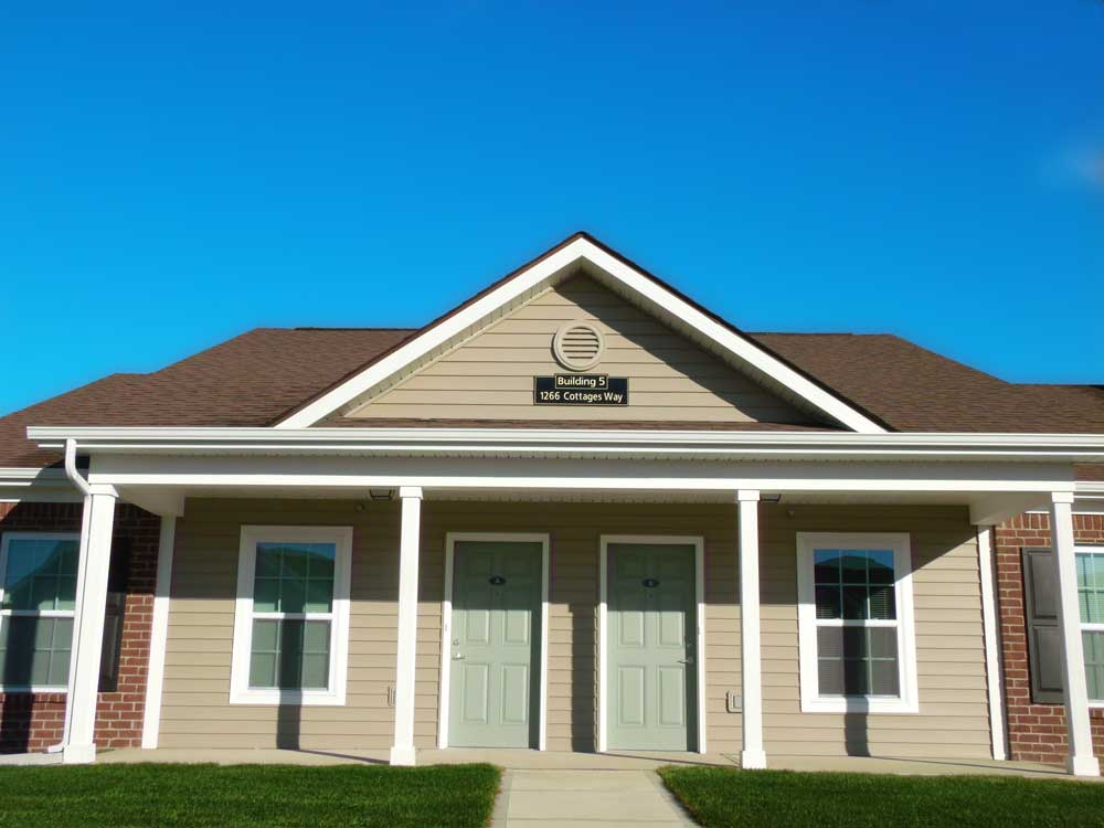 Exterior view of the building with signage