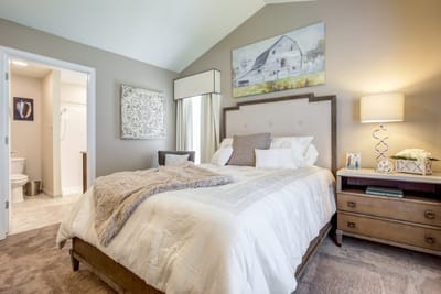 Cozy and decorated resident bedroom in the facility