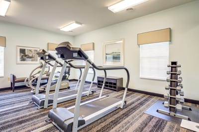 Indoor gym with exercise equipment
