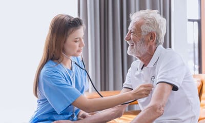 Medical staff checking a senior's health