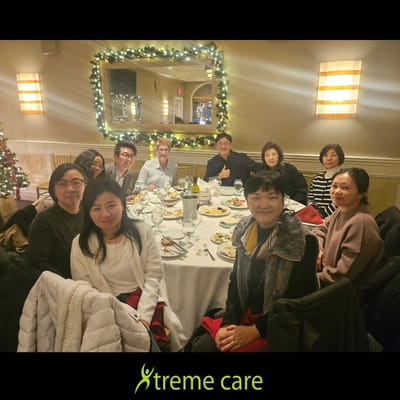 Group of people enjoying a meal together