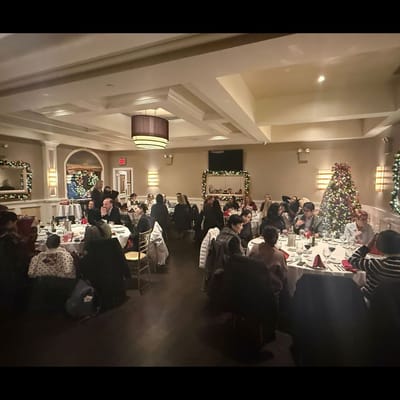 Residents gather for a festive dining event.
