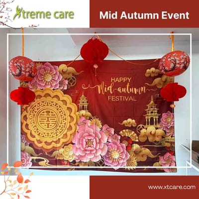 Decorative backdrop for a Mid-Autumn Festival celebration