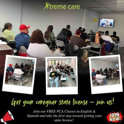 Group of people attending caregiver training class