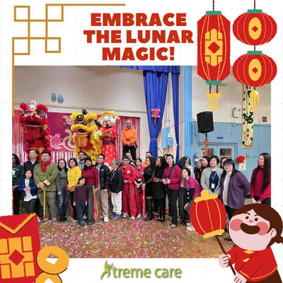 Residents and staff celebrating Lunar New Year.