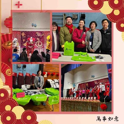 Staff and residents celebrating an event.