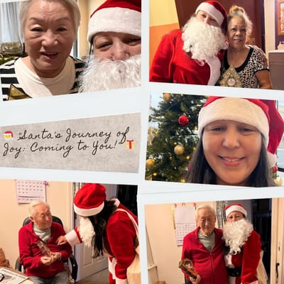 Residents and staff celebrating a holiday event.