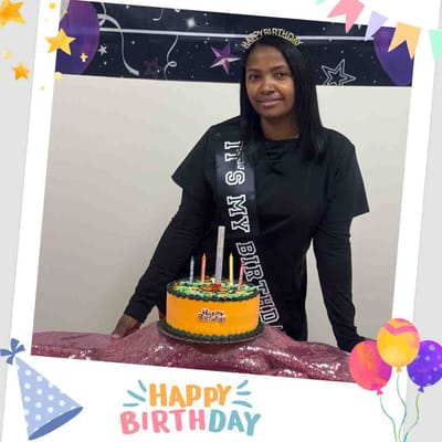 Celebrating a birthday with a cake