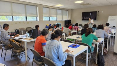 Residents participating in an informational class
