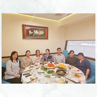 Group of people enjoying a meal together