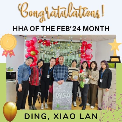 Staff celebrating HHA of the month award
