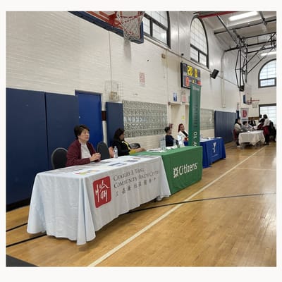 Tables set up for a community health event
