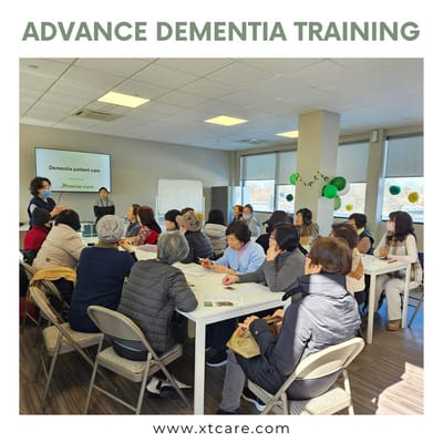 Participants engaged in dementia training session.