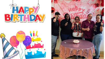 Birthday celebration with staff and residents.