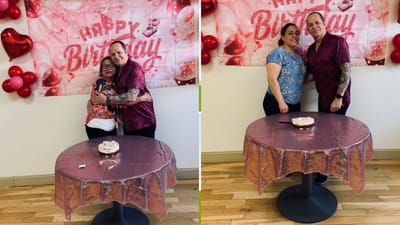 Residents celebrating a birthday together.