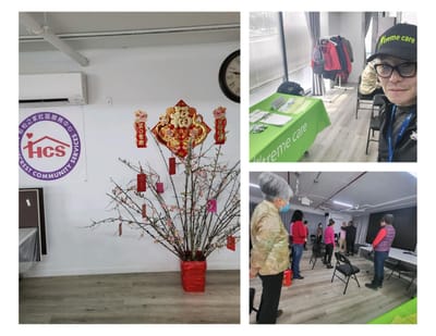 Residents participating in an activity in the facility's common area.