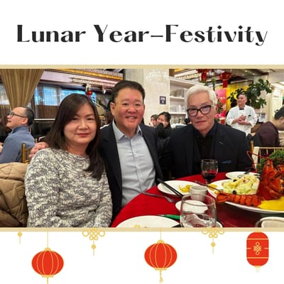 Celebration during Lunar Year with guests enjoying a meal.