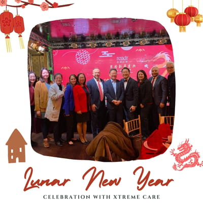 Staff and residents celebrating Lunar New Year