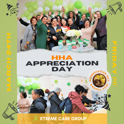 Residents and staff celebrating HHA Appreciation Day.