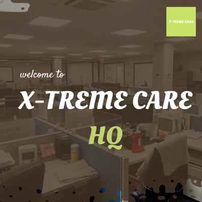 Open office space with desks and decorations