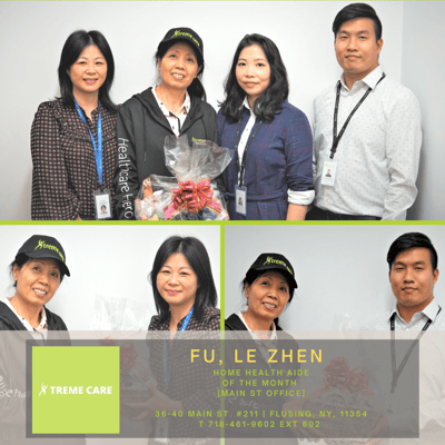 Staff and resident celebrating an achievement