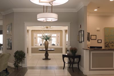 Interior lobby of a senior living facility