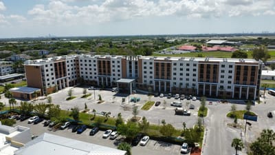 Aerial view of Douglas Gardens North facility exterior.