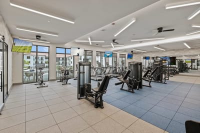 Interior view of a modern fitness center.