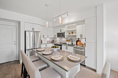Modern kitchen with dining area