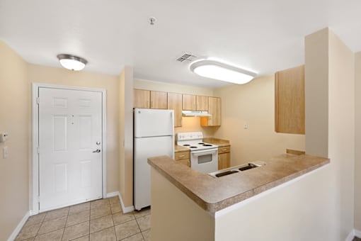 Interior view of a kitchenette with appliances