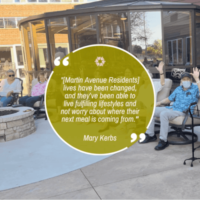 Residents enjoying an outdoor gathering at Martin Avenue Apartments.