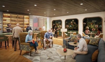 Residents enjoying time in a social common area.