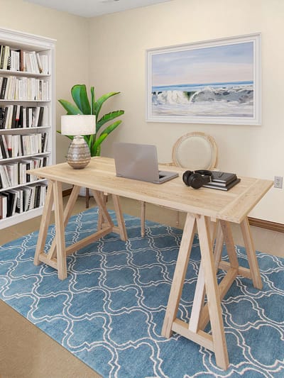 Minimalist workspace with laptop and decor