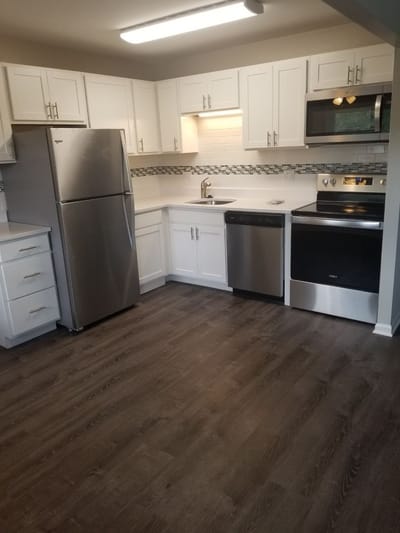 Modern kitchen with appliances and cabinetry