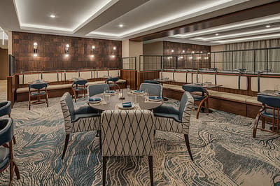 Modern dining room setup with elegant furnishings