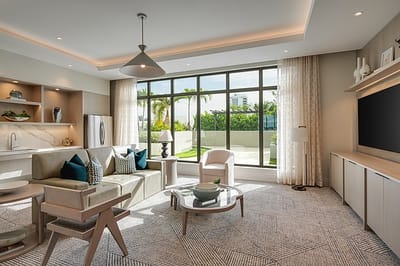 Bright interior living space with modern decor