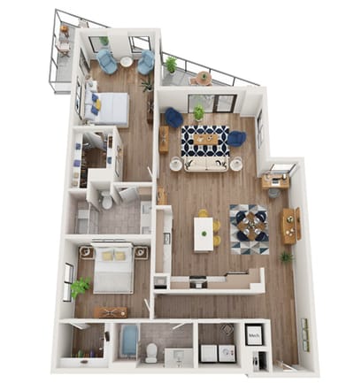 Architectural floor plan of a resident unit