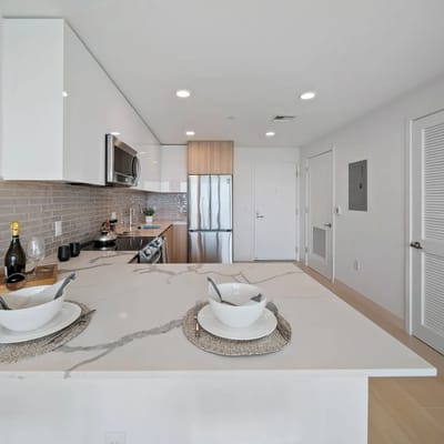 Modern kitchen with stylish appliances and decor