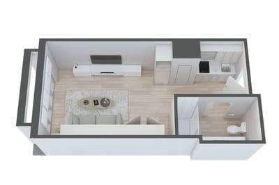 Architectural floor plan of a living unit